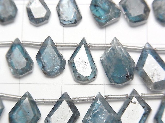 [Video] Indigo Blue Kyanite AA++ Rough Slice Faceted 1strand beads (approx. 6 inches/16 cm)
