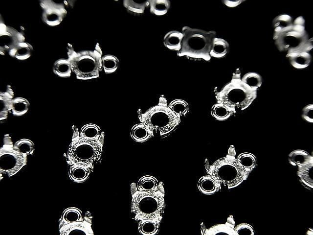 [Video]Silver925 Frame Round 4mm [Both Side] Rhodium Plated 2pcs