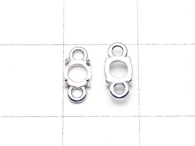 [Video]Silver925 Frame Round 4mm [Both Side] Rhodium Plated 2pcs