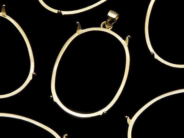 [Video] Silver925 Pendant Frame Oval 25x18mm 18KGP 1pc