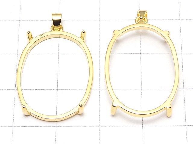 [Video] Silver925 Pendant Frame Oval 25x18mm 18KGP 1pc