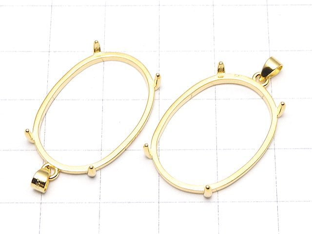 [Video] Silver925 Pendant Frame Oval 25x18mm 18KGP 1pc