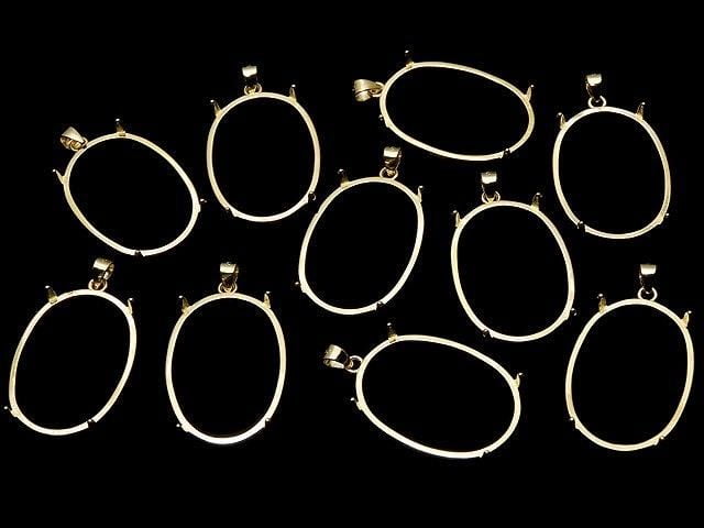 [Video] Silver925 Pendant Frame Oval 25x18mm 18KGP 1pc