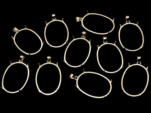 [Video] Silver925 Pendant Frame Oval 25x18mm 18KGP 1pc