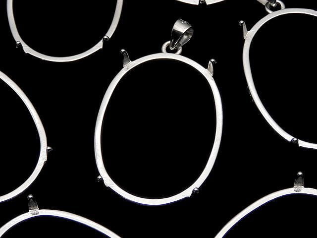 [Video] Silver925 Pendant Frame Oval 25x18mm Rhodium Plated 1pc