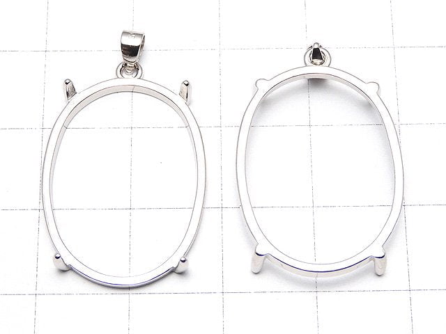 [Video] Silver925 Pendant Frame Oval 25x18mm Rhodium Plated 1pc