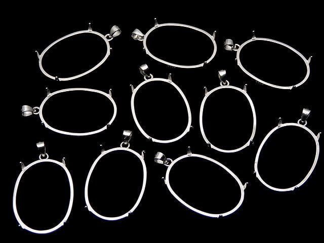 [Video] Silver925 Pendant Frame Oval 25x18mm Rhodium Plated 1pc