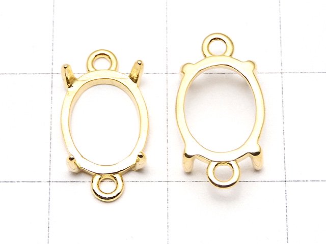 [Video]Silver925 Frame Oval 10x8mm [Both Side] 18KGP 1pc