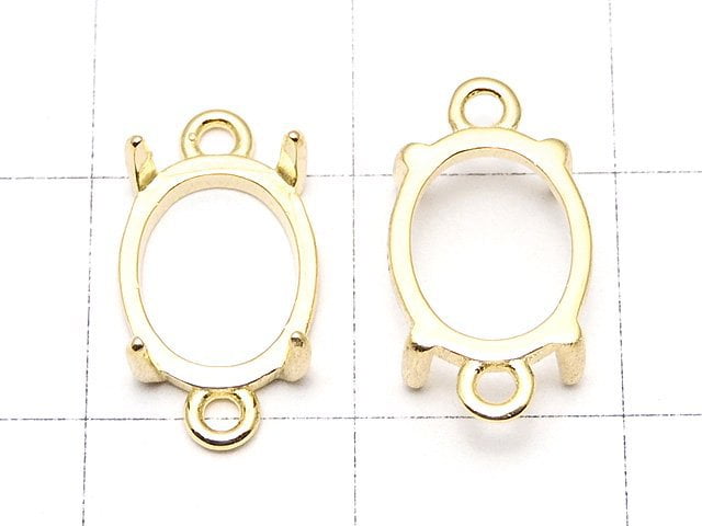 [Video]Silver925 Frame Oval 10x8mm [Both Side ] Hairline 18KGP 1pc