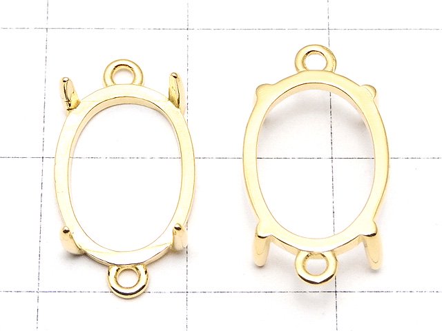 [Video]Silver925 Frame Oval 14x10mm [Both Side ] 18KGP 1pc