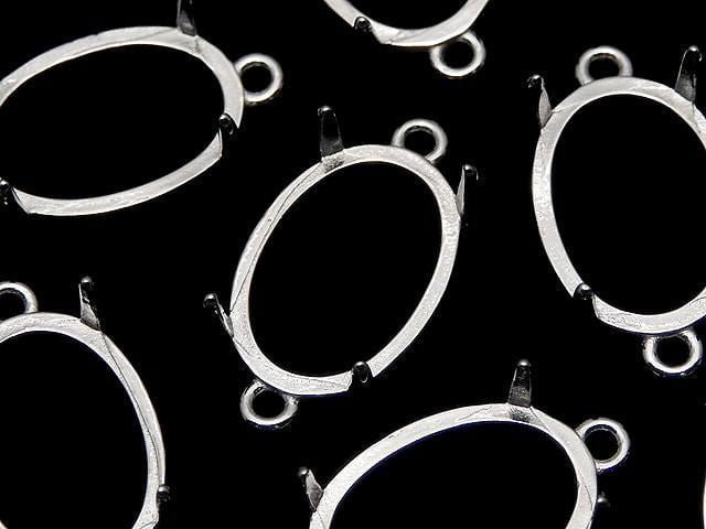 [Video]Silver925 Frame Oval 14x10mm [Both Side] Rhodium Plated 1pc