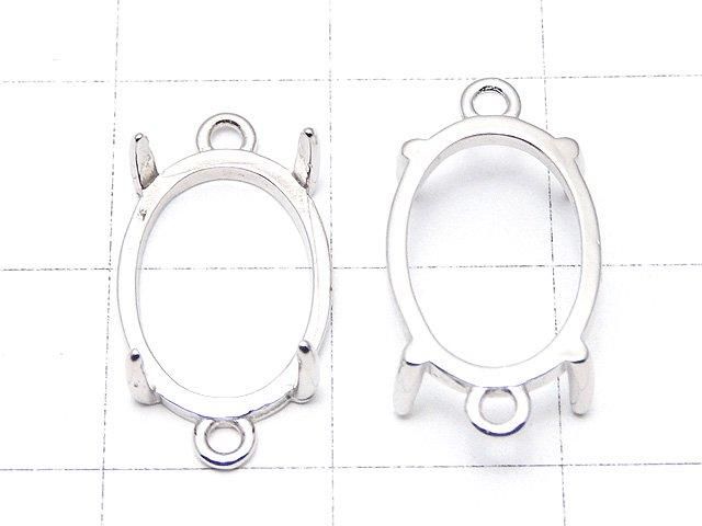[Video]Silver925 Frame Oval 14x10mm [Both Side] Rhodium Plated 1pc