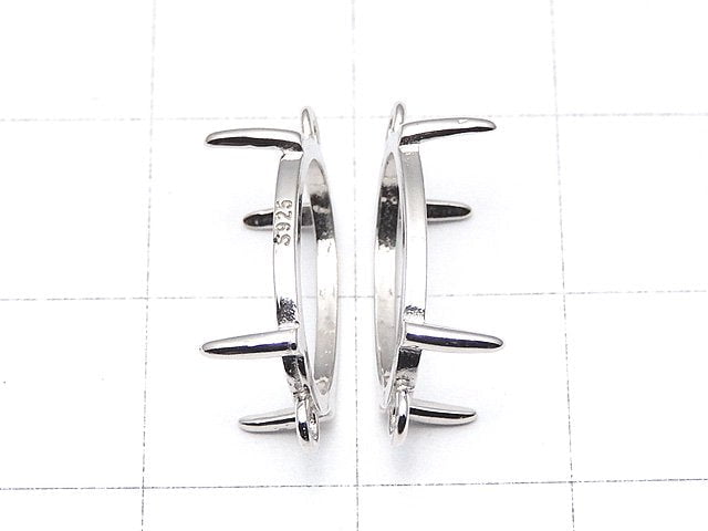 [Video]Silver925 Frame Oval 14x10mm [Both Side ] Rhodium Plated 1pc