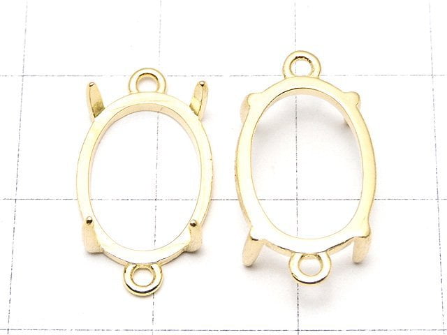 [Video]Silver925 Frame Oval 14x10mm [Both Side ] Hairline 18KGP 1pc