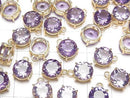 [Video]High Quality Amethyst AAA Bezel Setting Round Faceted 8x8mm 18KGP 1pc
