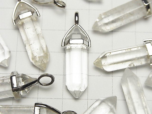 [Video]Crystal AA++ Double Point Pendant 32x8x8mm Silver Color 3pcs