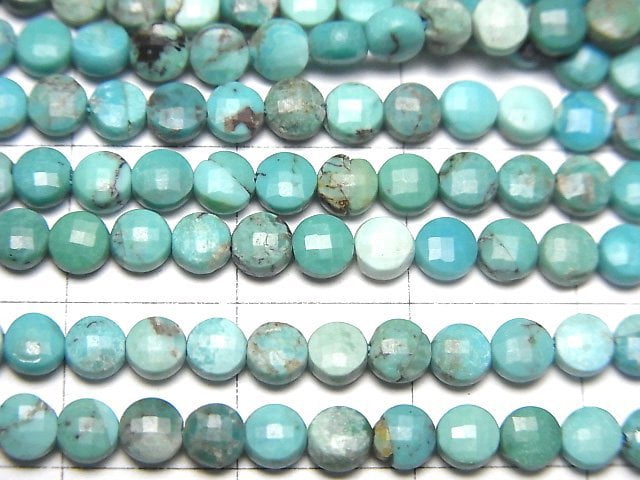 [Video]High Quality! Turquoise AA++ Faceted Coin 4x4x2mm half or 1strand beads (aprx.15inch/37cm)