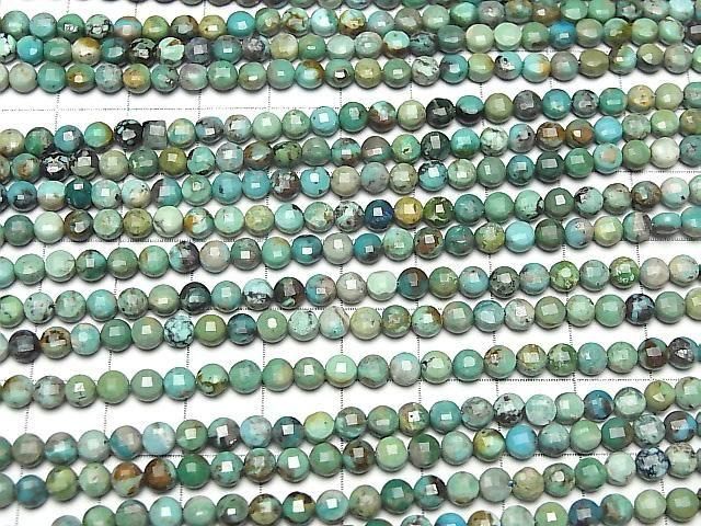 [Video]High Quality! Turquoise AA++ Faceted Coin 4x4x3mm half or 1strand beads (aprx.15inch/37cm)