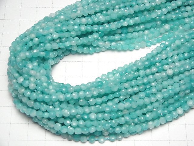 [Video]High Quality! Amazonite Silica AA+ Faceted Coin 4x4x2.5mm 1strand beads (aprx.15inch/37cm)