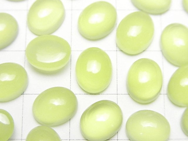 [Video]Lime Green Chalcedony AAA Oval Cabochon 10x8mm 3pcs