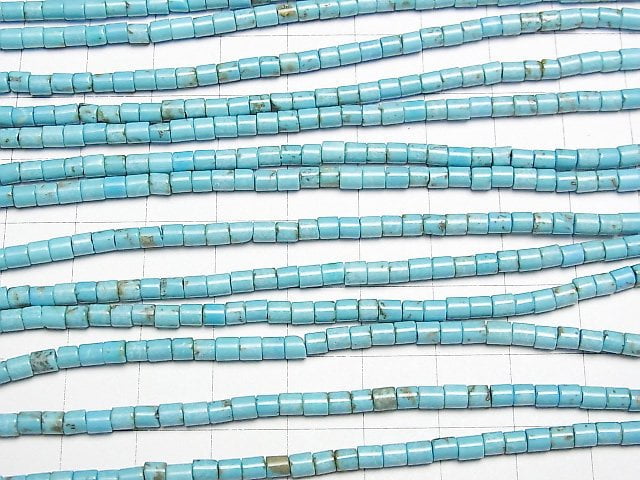 [Video]Magnesite Turquoise Tube 3x3x3mm 1strand beads (aprx.15inch/36cm)