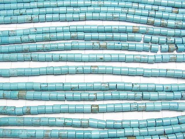 [Video]Magnesite Turquoise Tube 4x4x4mm 1strand beads (aprx.15inch/37cm)