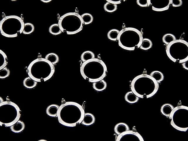 [Video]Silver925 Frame Round 5mm [Both Side] Rhodium Plated 2pcs