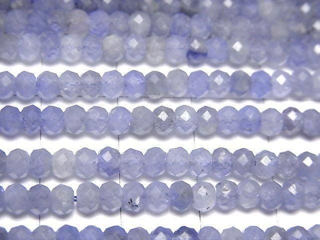 [Video]High Quality! Tanzanite AAA- Faceted Button Rondelle 4x4x3mm half or 1strand beads (aprx.15inch/37cm)