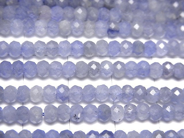 [Video]High Quality! Tanzanite AAA- Faceted Button Roundel 4x4x3mm half or 1strand beads (aprx.15inch/36cm)