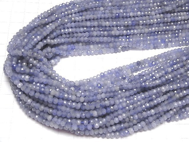 [Video]High Quality! Tanzanite AAA- Faceted Button Roundel 4x4x3mm half or 1strand beads (aprx.15inch/36cm)