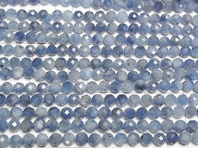 [Video] High Quality! Deep Blue Aquamarine AAA - 64 Faceted Round 6mm half or 1-strand beads (approx. 15 inches/36 cm)