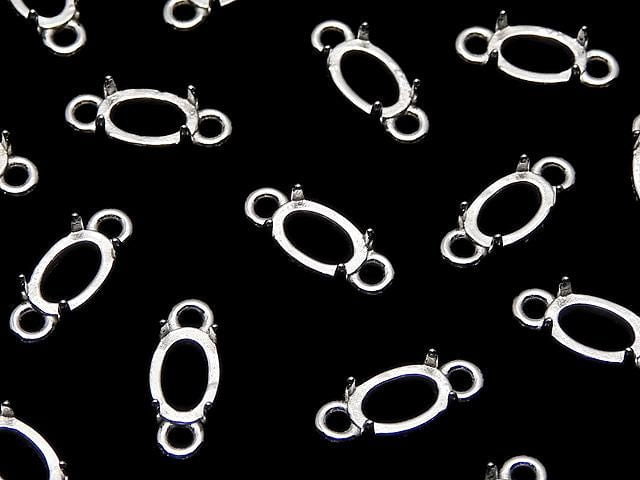 [Video]Silver925 Frame Oval 6x4mm [Both Side] Rhodium Plated 1pc