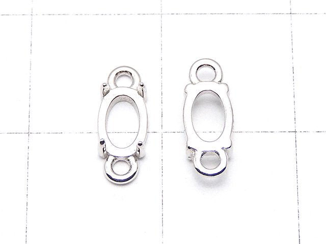 [Video]Silver925 Frame Oval 6x4mm [Both Side ] Rhodium Plated 1pc