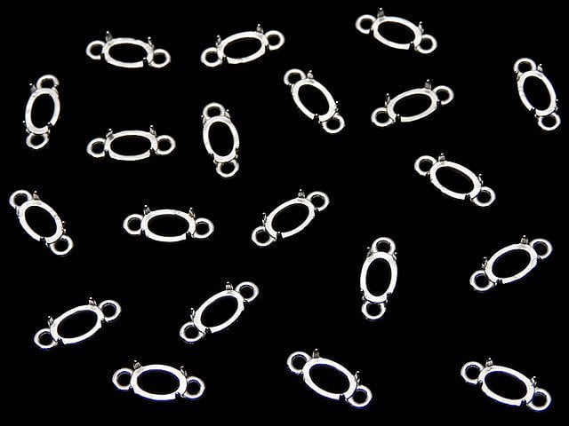 [Video]Silver925 Frame Oval 6x4mm [Both Side] Rhodium Plated 1pc