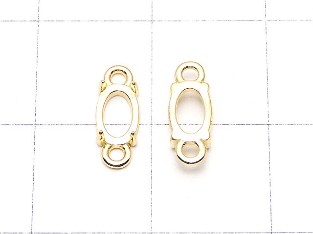 [Video]Silver925 Frame Oval 6x4mm [Both Side ] Hairline 18KGP 1pc
