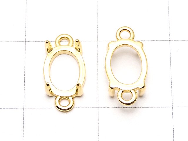[Video]Silver925 Frame Oval 8x6mm [Both Side ] 18KGP 1pc