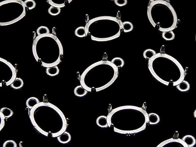 [Video]Silver925 Frame Oval 8x6mm [Both Side] Rhodium Plated 1pc