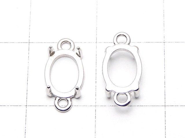 [Video]Silver925 Frame Oval 8x6mm [Both Side] Rhodium Plated 1pc