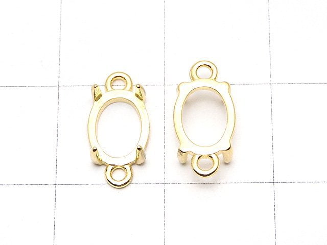 [Video]Silver925 Frame Oval 8x6mm [Both Side ] Hairline 18KGP 1pc