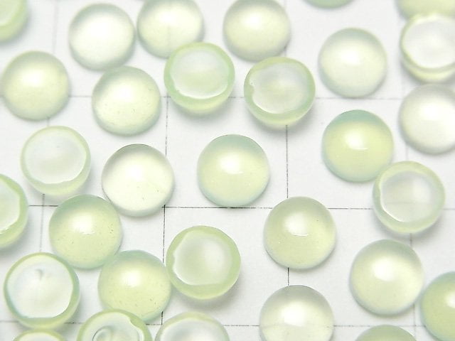 [Video] Apple Green Chalcedony AAA Round Cabochon 6x6mm 5pcs