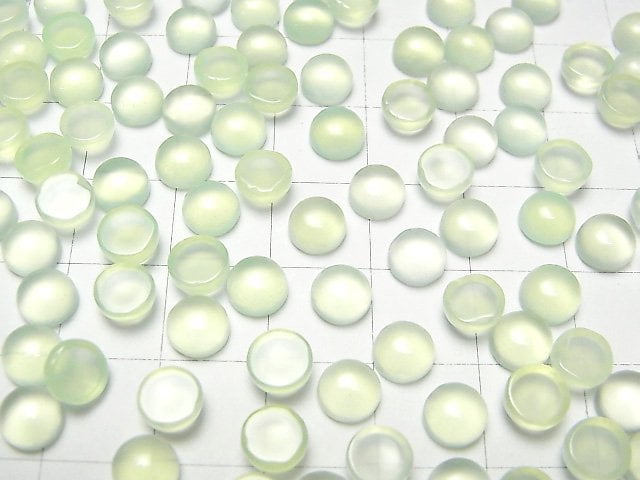 [Video] Apple Green Chalcedony AAA Round Cabochon 6x6mm 5pcs