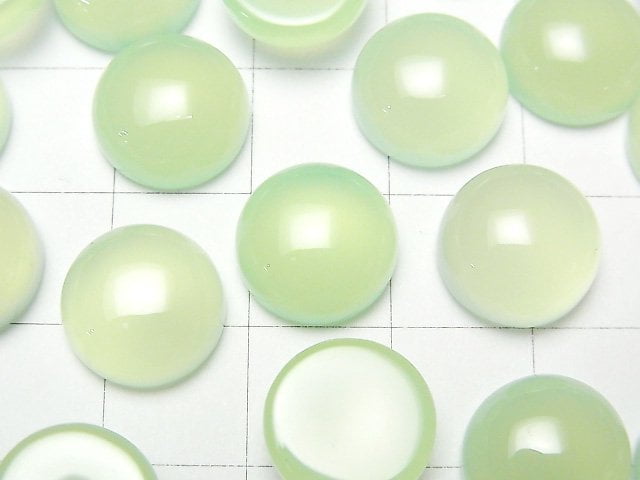 [Video] Apple Green Chalcedony AAA Round Cabochon 12x12mm 2pcs