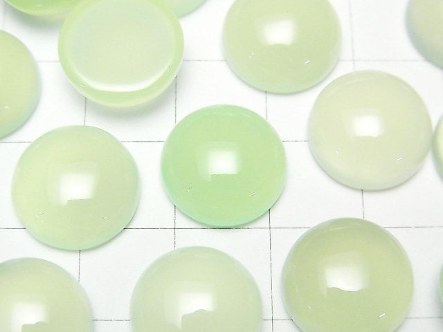 [Video] Apple Green Chalcedony AAA Round Cabochon 14x14mm 1pc