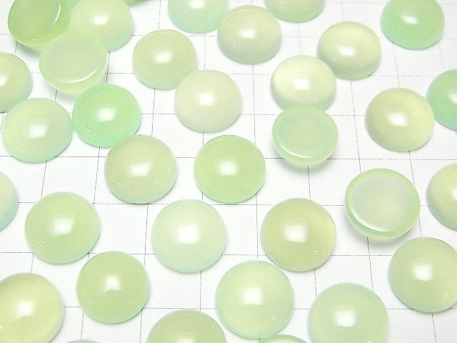 [Video] Apple Green Chalcedony AAA Round Cabochon 14x14mm 1pc