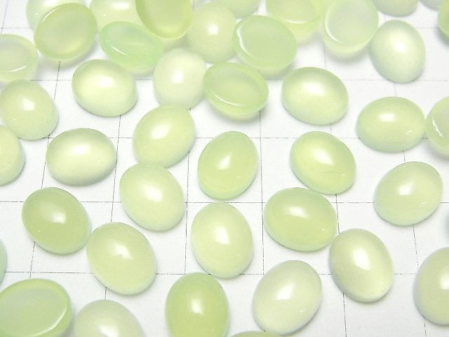[Video] Apple Green Chalcedony AAA Oval Cabochon 10x8mm 3pcs