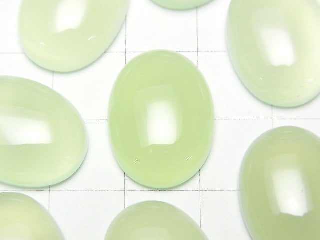 [Video] Apple Green Chalcedony AAA Oval Cabochon 20x15mm 1pc