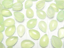 [Video] Apple Green Chalcedony AAA Pear shape Cabochon 12x8mm 2pcs