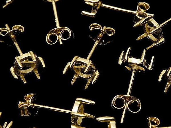 [Video]Silver925 6pcs Claw Earstuds Earrings Frame & Backing for Cabochon [3mm][4mm][5mm][6mm] 18KGP 1pair (2 pieces)