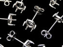 [Video]Silver925 6pcs Claw Earstuds Earrings Frame & Backing for Cabochon [3mm][3.5mm][4mm][5mm][6mm] Rhodium Plated 1pair (2 pieces)