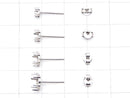 [Video]Silver925 6pcs Claw Earstuds Earrings Frame & Backing for Cabochon [3mm][3.5mm][4mm][5mm][6mm] Rhodium Plated 1pair (2 pieces)